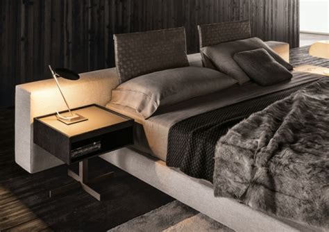 Das bettgestell wurde minimalistisch designt. Bett mit minimalistisch grauem Design - "Yang" von Minotti