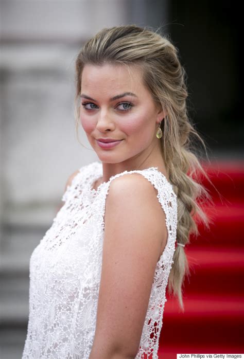 The textured updo hairstyle encourages hair to be divided into sections throughout the head. 11 Hairstyles, One Margot Robbie