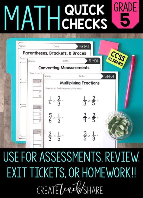 Rynj is having a 4th and 5th grade carnival. Math Quick Checks - 5th Grade | Math, Math assessment ...