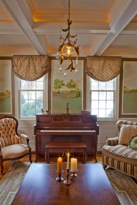 I finally decided i wanted to make a wooden cornice. Vintage piano | Traditional window treatments, Window ...