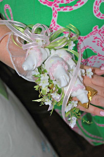 Wrist corsage bracelet diy wrist corsages black diamanté effect elasticated. Baby Shower Wrist Corsage - Pink Preppy Lilly Lover ...