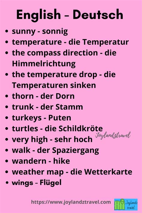 Nature Englisch Deutsch | Learn german, German words, German language