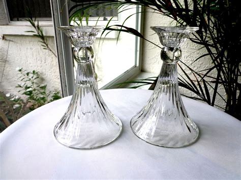 Great to use these vintage votive cups, adding that extra glam to your table decoration and centerpieces. Set of 2 Vintage Clear Crystal Candlestick Holders 6" Tall ...