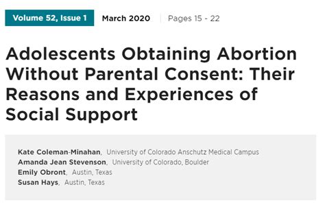 She was too traumatized digging up the necessary documents for court, getting an ultrasound from the doctor's. Adolescents Obtaining Abortion Without Parental Consent ...
