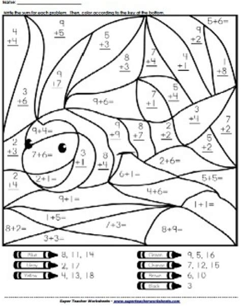 Free christmas color by number addition subtraction within 10. Coloring Worksheet With Math | Coloring Worksheets