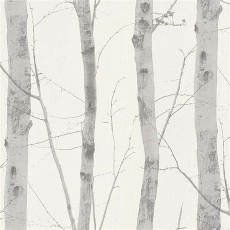 Tree wallpaper featuring forests, slender tree trunks and flowing leaves are perfect for bringing a it's a textured italian vinyl wallcovering with an all over tree branch design, creating a subtle background. Textured Vinyl Birch Tree Wallpaper Silver White Grey ...