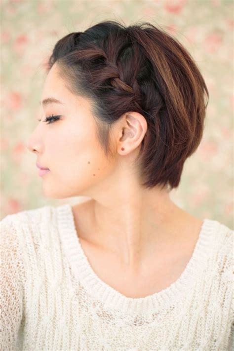 In this hairstyle, the front and sides are shaved, and the rest of the hair is gathered up and plaited into a long braid that hangs down the back. Asian Hairstyles For Short Hair Braided Hairstyles For ...