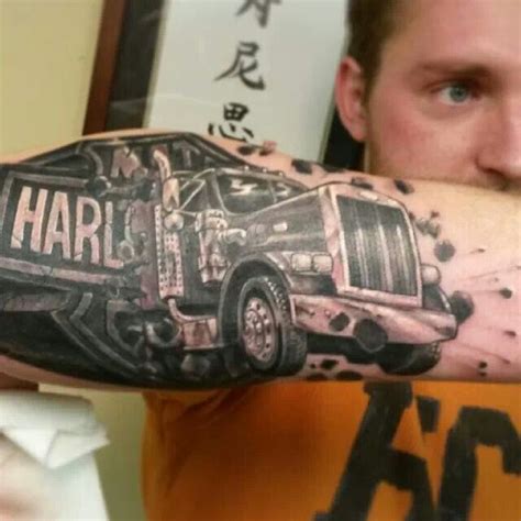 Even the ones who say they don't. Black and grey harley davidson truck tattoo | Cars ...