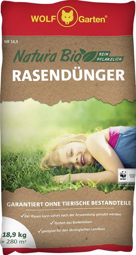 Staubfreies und abriebfestes granulat verfügt über hervorragende streueigenschaften und erlaubt eine exakte nährstoffverteilung. Wolf-Garten Natura Bio Rasendünger für 280m² (NR 18,9) ab ...