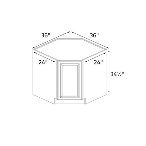 Diagonal corner sink base cabinet. Imperial White 36" Wide Diagonal Corner Sink Base Cabinet ...