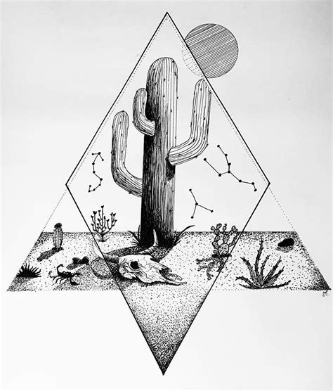 A basic saguaro cactus in a desert landscape is one of my favorite things to draw. Geometric Inspiration | Inkstinct#geometric #inkstinct # ...