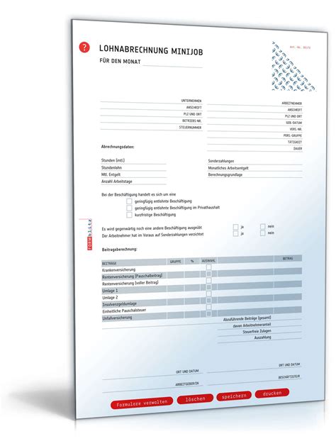 B) die mit der einzelabrechnung und der lohnabrechnung des aufnahmelands vergleichbaren unterlagen. Lohnabrechnung 450-Euro-Minijob 2017 | Muster zum Download