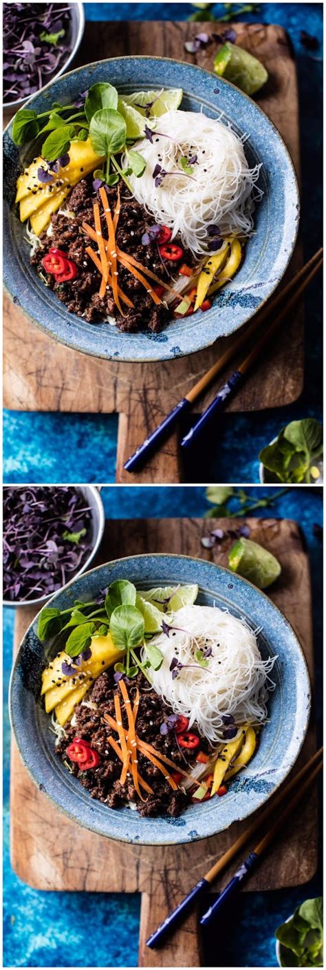 Veggie packed savory beef mince with sweet potato mash. 30 Minute Asian Basil Beef and Mango Noodle Salad Recipe ...