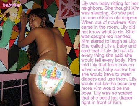 Original captions of various humiliating scenes. abdl sissy diaper captions: baby sitter caught