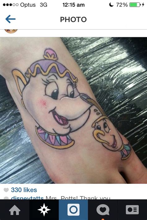 Foot tattoos are very popular because of their association with celebrities such as kate hudson, rihanna, megan fox and jennifer aniston. Mrs Potts, Disney foot tattoo | Disney foot tattoo, Disney ...