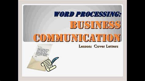 Writing a cover letter can be intimidating, so you may be tempted to go online and use a template. Business Communication - Cover Letters - YouTube