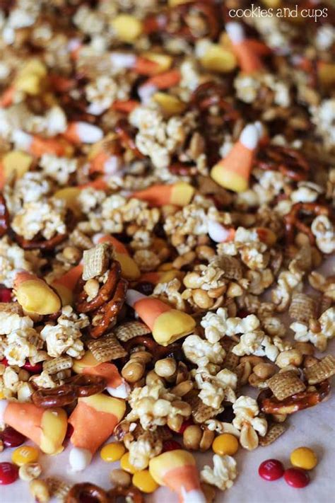 Pour over cereal mixture in roasting pan and toss to coat evenly. candycorn bugles4 | Snacks, Snack mix, Bugles snacks