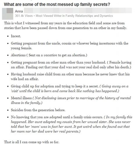 Ex wife raw chap 63. Quora users share their darkest family secrets | Daily ...