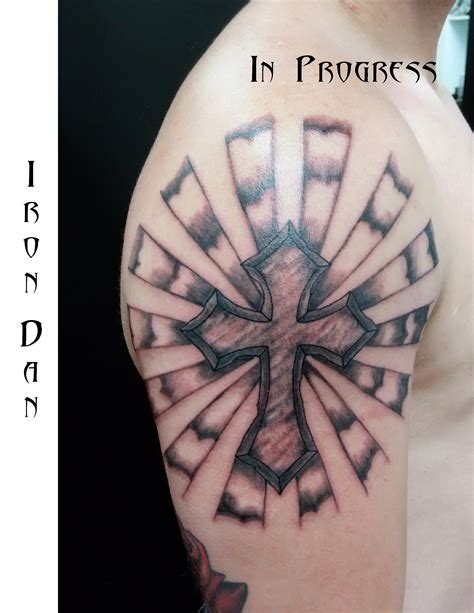 Saw something that caught your attention? Cross and clouds. | Tattoo work, Geometric tattoo, Tattoos