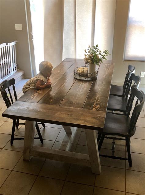 Depending on the style, some small kitchen tables have bulky bases that ultimately take up a lot of space. First Farmhouse Kitchen Table & Floating Shelves | Ana White