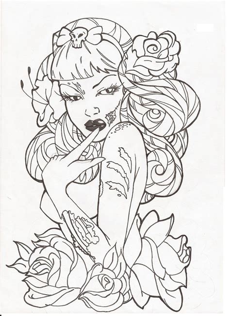 Pages are single sided for your coloring ease and include 25 beautiful images to color. Pinup zombie by Kitajec.deviantart.com on @deviantART ...