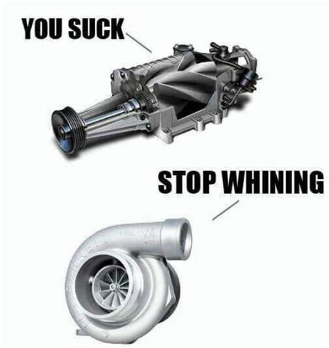 The terms supercharged, turbocharged and now even procharged have become common lingo for anyone with a penchant for a performance car, be they stock, or modified to belch out as much power as they can. Supercharger vs. Turbocharger - RealFunny