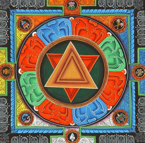 The word mandala itself is a sanskrit word meaning circle and at its deeper levels a mandala represents the wholeness and harmony at the heart of the tibetan buddhist universe. Vajrayogini Yantra | Tantra art, Thangka painting