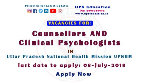 The table below showcases the world's top universities for their psychology course. Clinical Psychologist Vacancies in National Health Mission ...