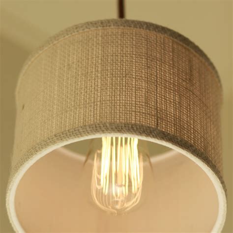 Cal lighting addison burlap drum pendantby cal lighting. Hanging Pendant Light With Light Burlap Fabric Drum Shade ...