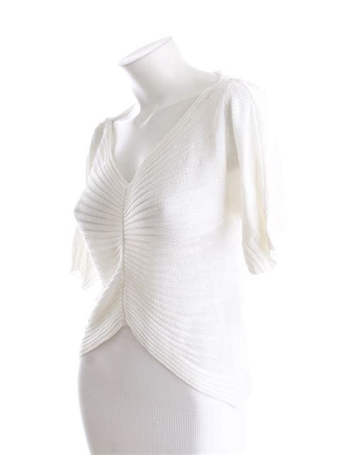 VERSACE white draped front knit top size 42 (approx US Small-Medium ...