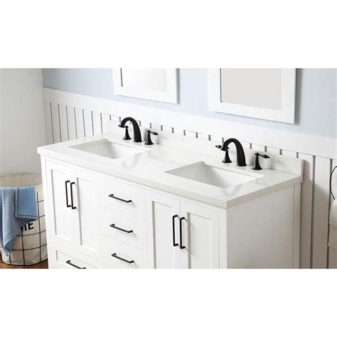 Water crest tops combine the cost effectiveness of normal polyester cast sinks with the durability of solid surface materials. Home Decorators Collection Montcastle 60 in. W x 22 in. D Vanity in White with Cultured Marble ...