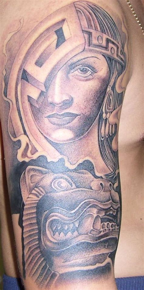 Welcome to the warvox gallery, featuring the largest selection of top quality prehispanic tattoo designs on the internet. Aztec woman and jaguar tattoo