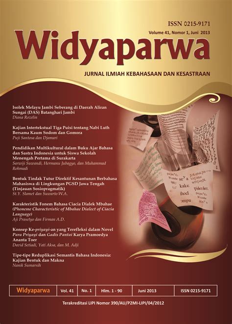 Google scholar hanya mencari paten jika opsi ini dipilih dalam pengaturan. WIDYAPARWA Juni 2013 - KAJIAN SASTRA