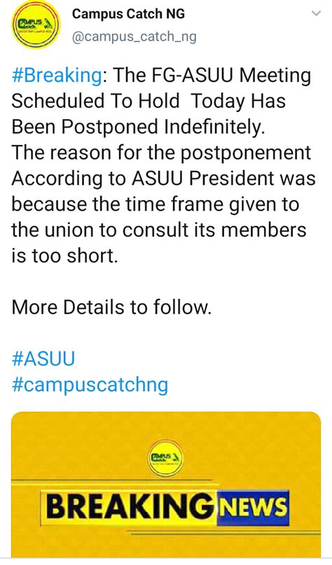 The federal government and the leadership of the academic staff union of universities, on however, both the fg delegate and the asuu representatives have refused to comment on the. ASUU Strike: Today's (9th of Dec., 2020) Scheduled ASUU-FG ...