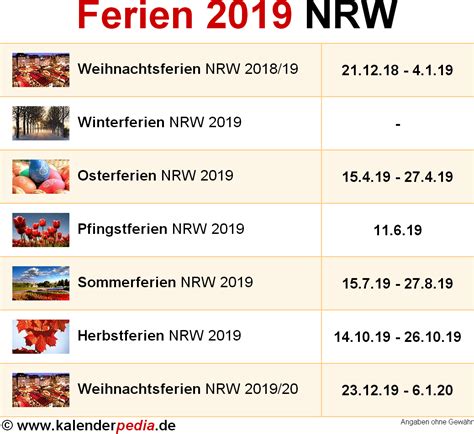 In dem fall muss schulferien.org als quelle angegeben bzw. Ferien Nordrhein-Westfalen (NRW) 2019 - Übersicht der ...