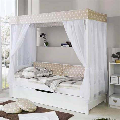 Weitere ideen zu kinderbett mädchen, kinder bett, kinderbett. Kinder Himmelbett Anguro in Weiß Beige | Pharao24.de
