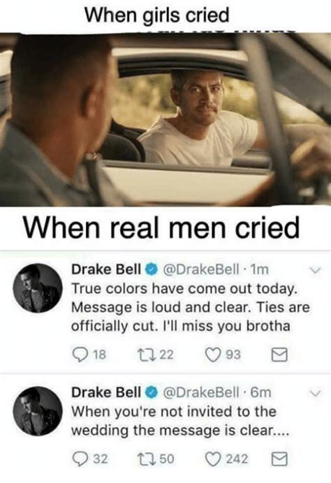 Drake bell, who starred in the nickelodeon series drake & josh, was charged in ohio with attempted child endangerment and disseminating matter harmful to children, according to online court records. When Girls Cried When Real Men Cried Drake Bell ﹀ True Colors Have Come Out Today Message Is ...