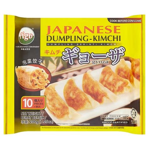 Delight your taste buds with homemade pork and prawn dumplings served with a soy and vinegar dipping sauce. Figo 10 Japanese Dumpling-Kimchi Gyoza 200g - Tesco Groceries