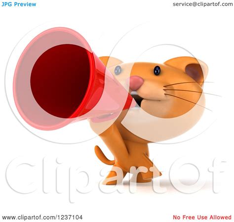 Clipart of a 3d Ginger Cat Announcing with a Megaphone 2 - Royalty Free Illustration by Julos ...