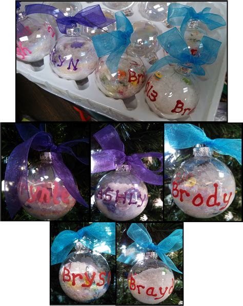 Home Made Seek and Find Ornaments. These were so much fun! I bought clear glass ornaments a ...