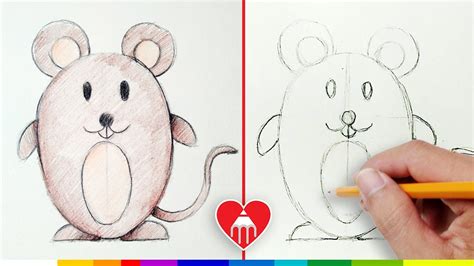 How to draw a mouse easy? How to draw a mouse easy for kids Love Art Pencil - YouTube