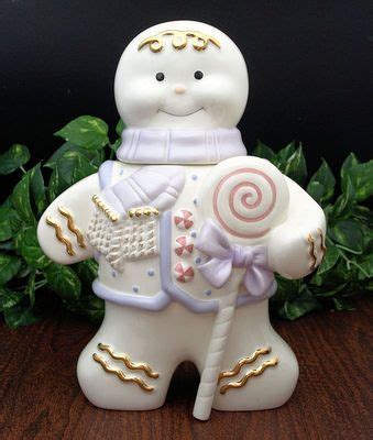 Ceramic gingerbread man cookie jar. ️ White Ceramic Gingerbread Man Cookie Jar with Gold and ...