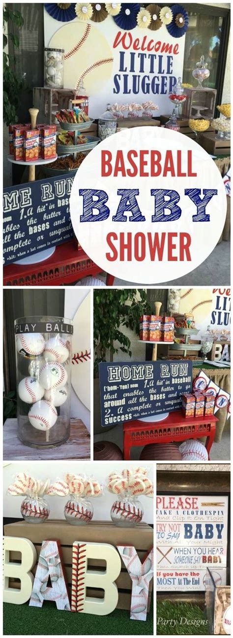 This centerpiece is made up of disposable diapers, a ribbon and. Baseball Themed Baby Shower Idea , Los Angeles Dodgers ...