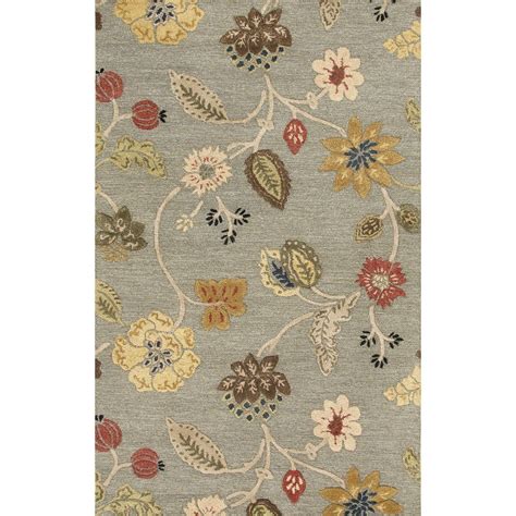 Damask green color floral loop & cut hand tufted modern stryle woolen area rug. Jaipur Rugs RUG113451 Hand-Tufted Floral Pattern Wool/ Art ...