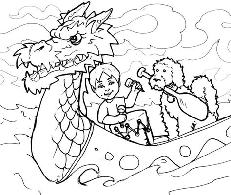 This coloring sheet displays an exciting fight between a ferocious dragon and a knight. Dragon Boat Festival #coloring sheet #dragonboatfestival ...