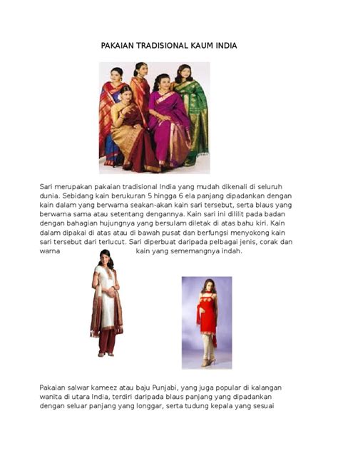 Pakaian tradisional india lelaki dan perempuan. Pakaian Tradisional Kaum India