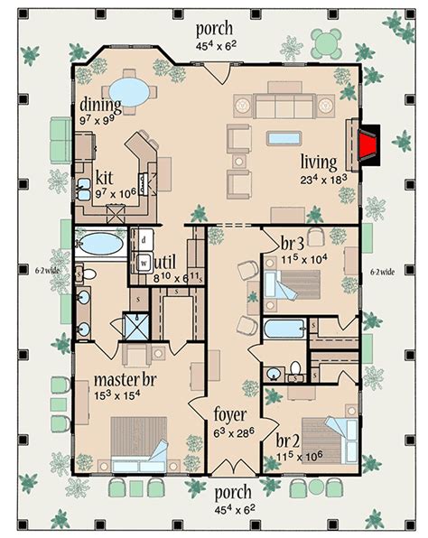 Its floor plan is very open with views from literally every room of the house. Plan 8462JH: Marvelous Wrap-Around Porch | Porch house plans, Country style house plans, House plans