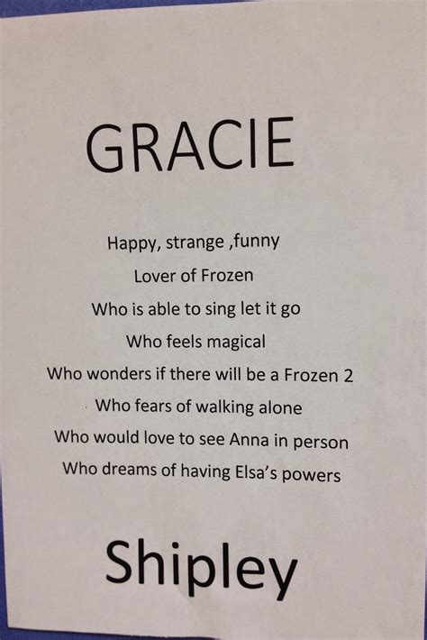 All About Gracie: Gracie's Poem