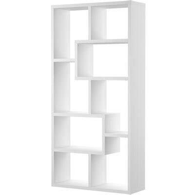 White chrysanthos 71'' h x 35.5'' w geometric bookcase. Bookcases & Bookshelves | Joss & Main
