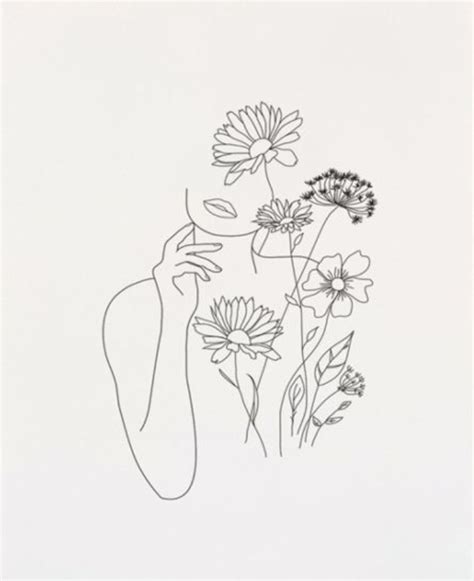 Select any of these abstract woman. Nadja Art Woman With Flowers III Art Print in 2020 | Line ...